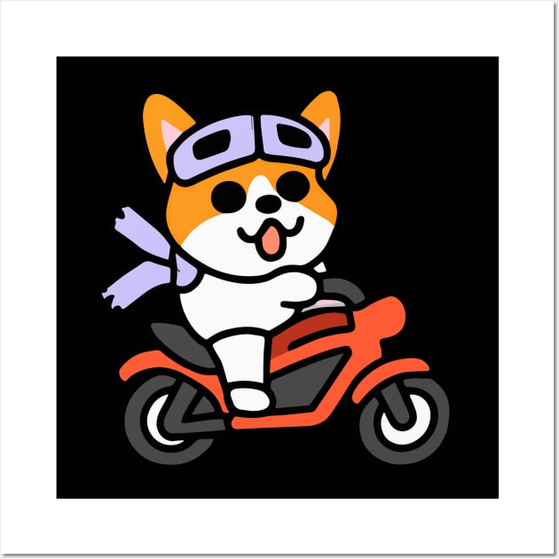 Biker Corgi Dog Lover Welsh Wall Art by BetterManufaktur